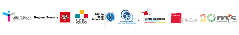 loghi ARS, Regione Toscana, Anci Toscana, Osservatorio sociale regionale, Centro documentazione per infanzia e adolescenza, Mes