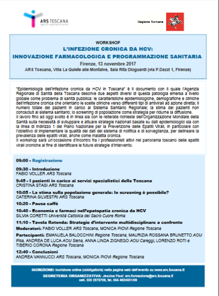 locandina workshop infezione cronica da HCV 13 nov 2017