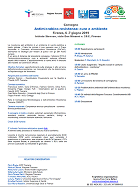 programma convegno antimicrobico-resistenza, Firenze 6-7 giugno 2019